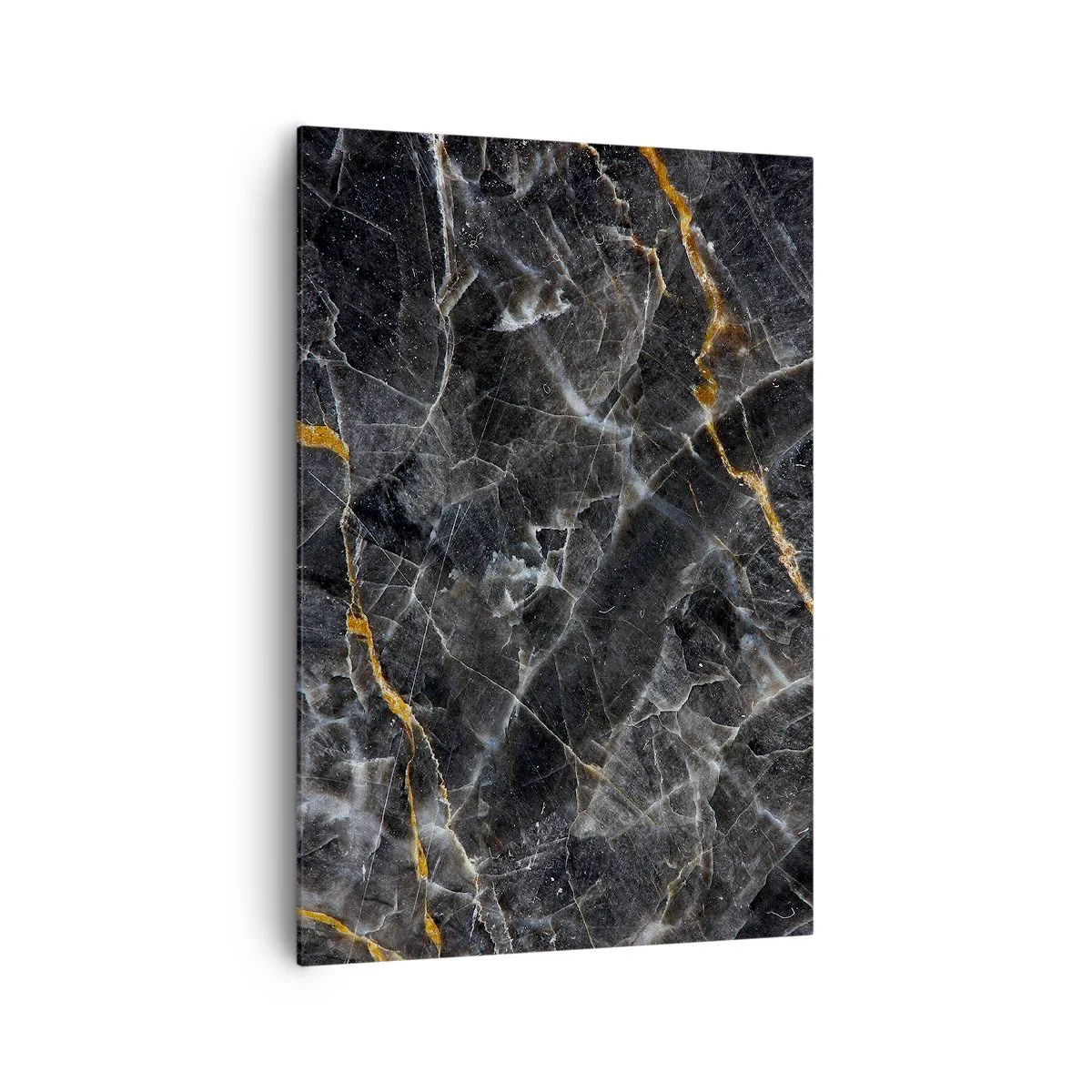 Impression sur toile - Image sur toile - Détails noirs et dorés de la surface en marbre - 70x100cm - La vie intérieure de la pierre - Décoration murale moderne pour le salon et la chambre ARTTOR