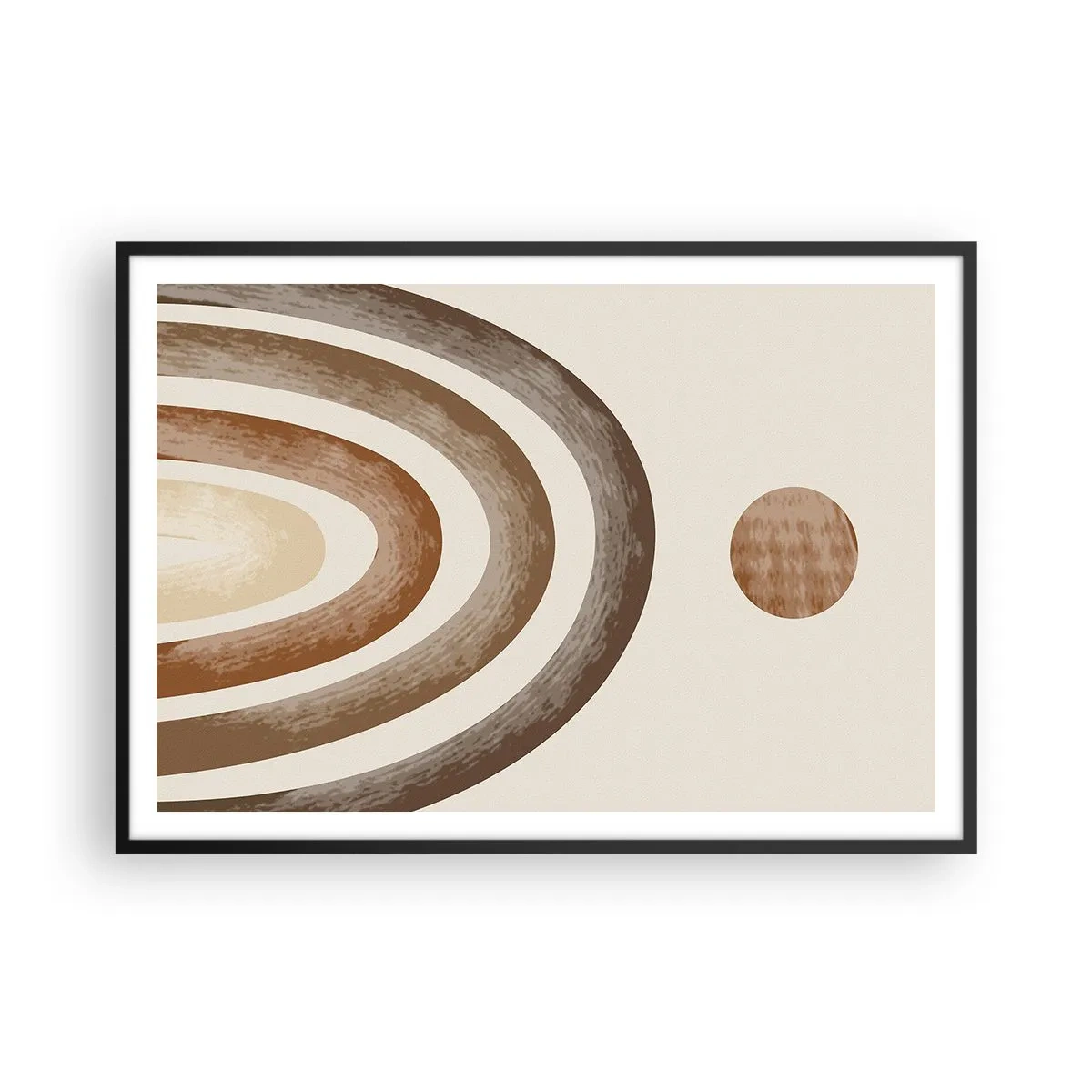 Affiche dans un cadre noir - Poster - Motif planétaire géométrique dans les tons de marron - 100x70cm - Dans une galaxie lointaine - Décoration murale moderne pour le salon et la chambre ARTTOR