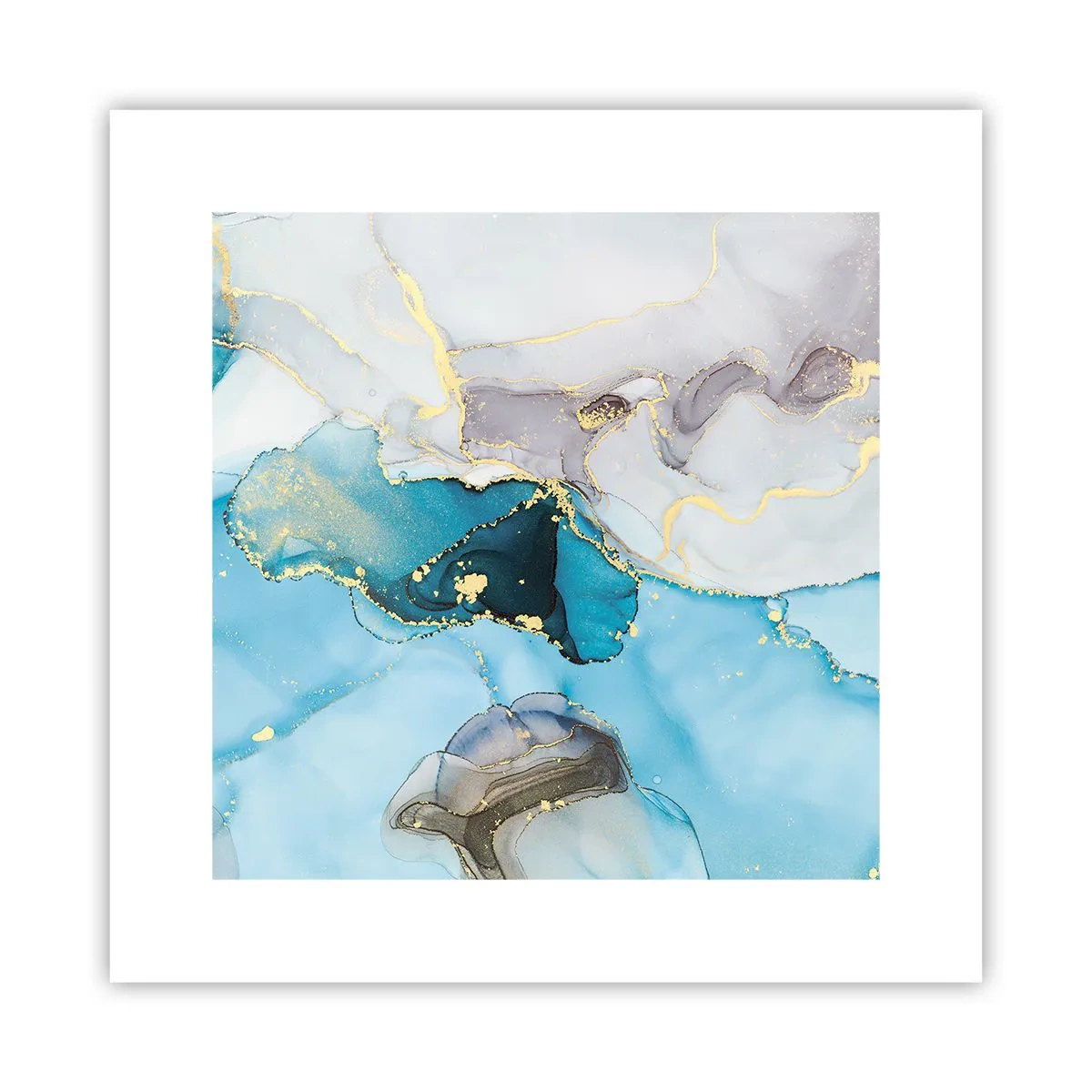 Affiche - Poster - Etude de la rencontre gris et turquoise - 30x30 cm