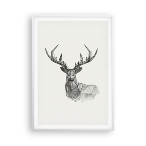 Affiche dans un cadre blanc - Poster - Cerf dans un style cubique - 70x100 cm