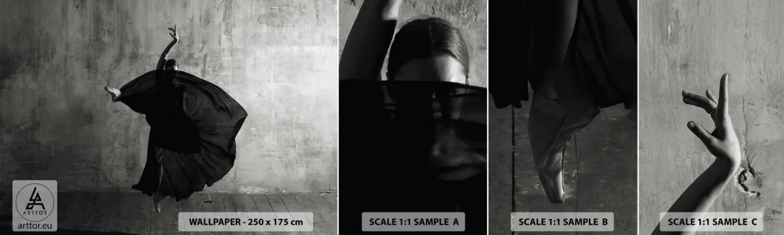 Échantillon de Papier Peint Autocollant Deluxe Sticker - Pas plein de passion - Ballerine, Danse, Ballet - 100x30 cm