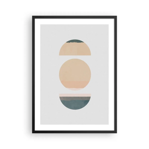 Affiche dans un cadre noir - Poster - Cercles géométriques aux couleurs pastel atténuées - 50x70cm - Cercles après cercles - Décoration murale moderne pour le salon et la chambre ARTTOR