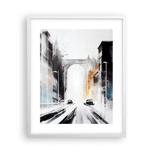 Affiche dans un cadre blanc - Poster - Étude de ville : architecture et mouvement - 40x50 cm