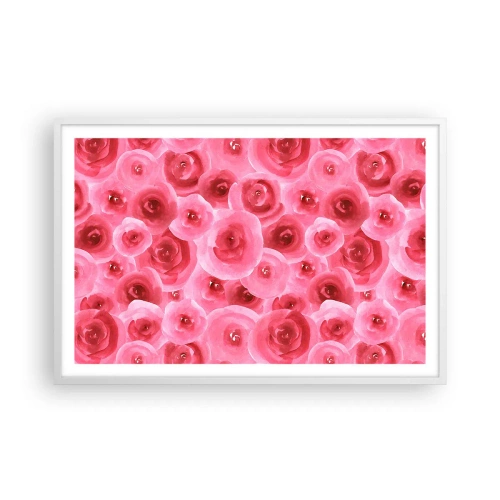 Affiche dans un cadre blanc - Poster - Roses en-haut et en-bas - 91x61 cm