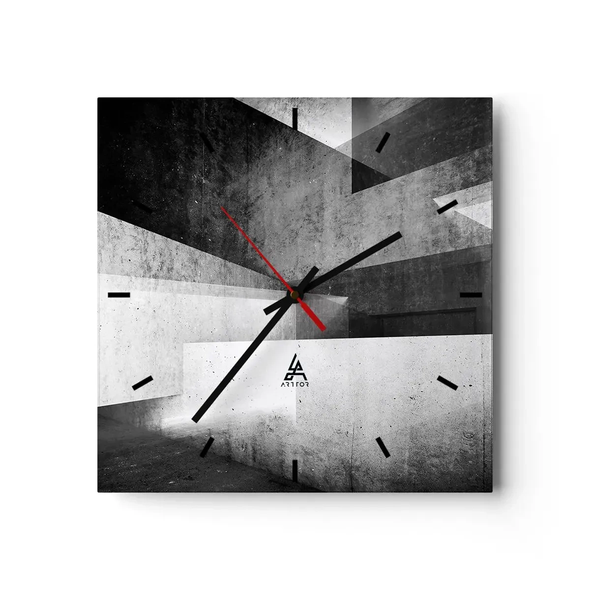 Horloge murale - Pendule murale - Formes géométriques dans une composition monochrome - 30x30cm - Structure de l'espace - Décoration murale moderne pour le salon et la chambre ARTTOR