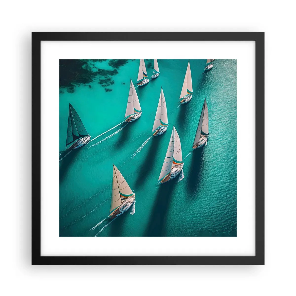 Affiche dans un cadre noir - Poster - Dans une compétition avec le vent - 40x40 cm