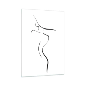 Impression sur verre - Image sur verre - Contour minimaliste d'une silhouette féminine en noir et blanc - 50x70cm - Insaisissable comme une vague - Décoration murale moderne pour le salon et la chambre ARTTOR