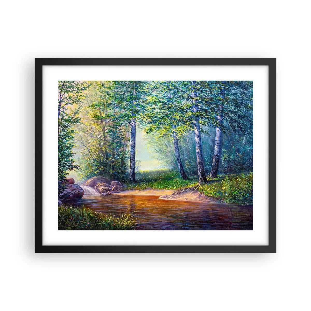 Affiche dans un cadre noir - Poster - Paysage idyllique - 50x40 cm