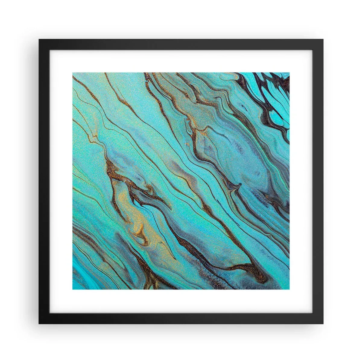 Affiche dans un cadre noir - Poster - Marée turquoise - 40x40 cm
