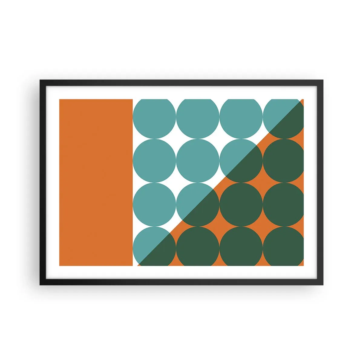 Affiche dans un cadre noir - Poster - Motifs géométriques aux couleurs contrastées - 70x50cm - En haut et en diagonale - Décoration murale moderne pour le salon et la chambre ARTTOR