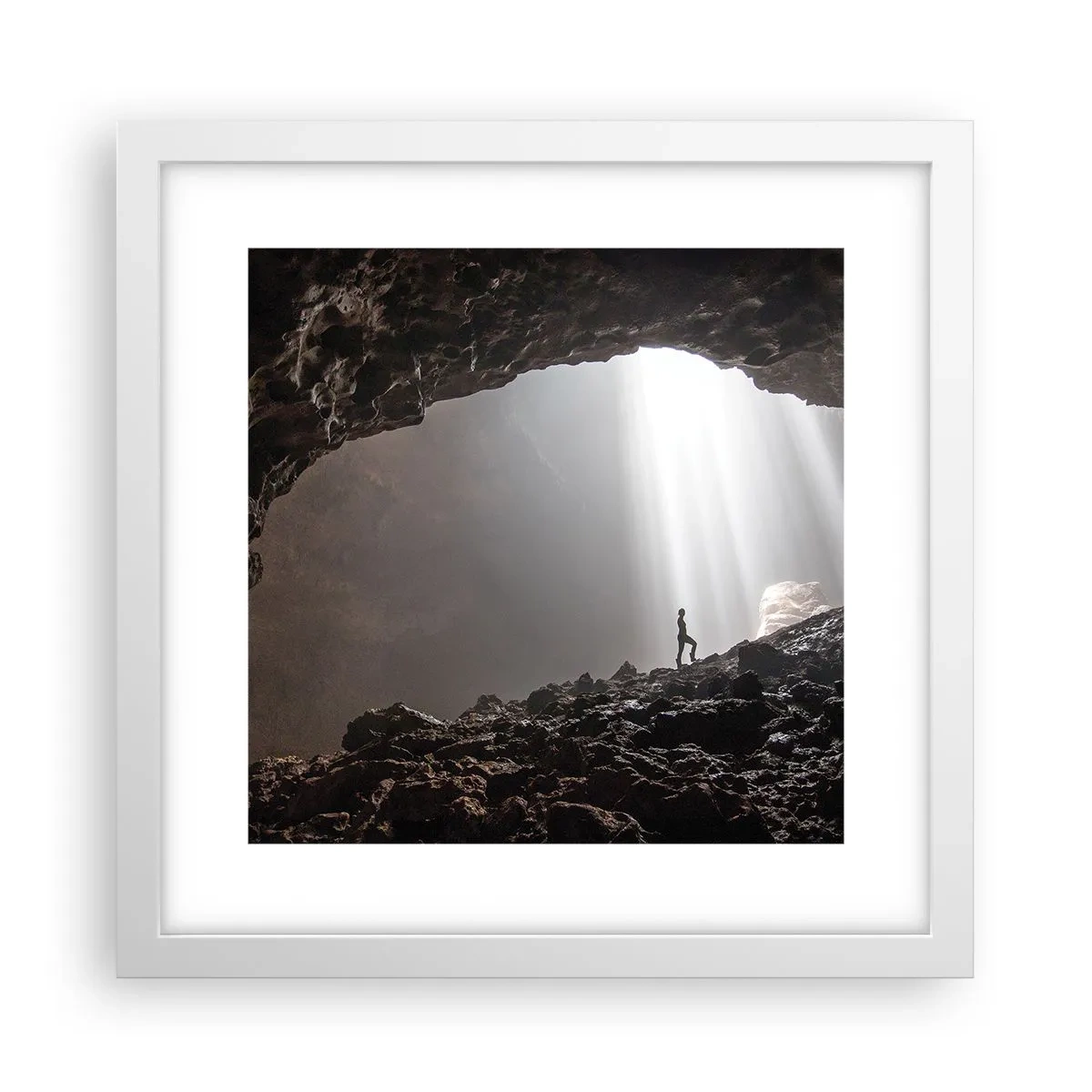 Affiche dans un cadre blanc - Poster - Grotte lumineuse - 30x30 cm
