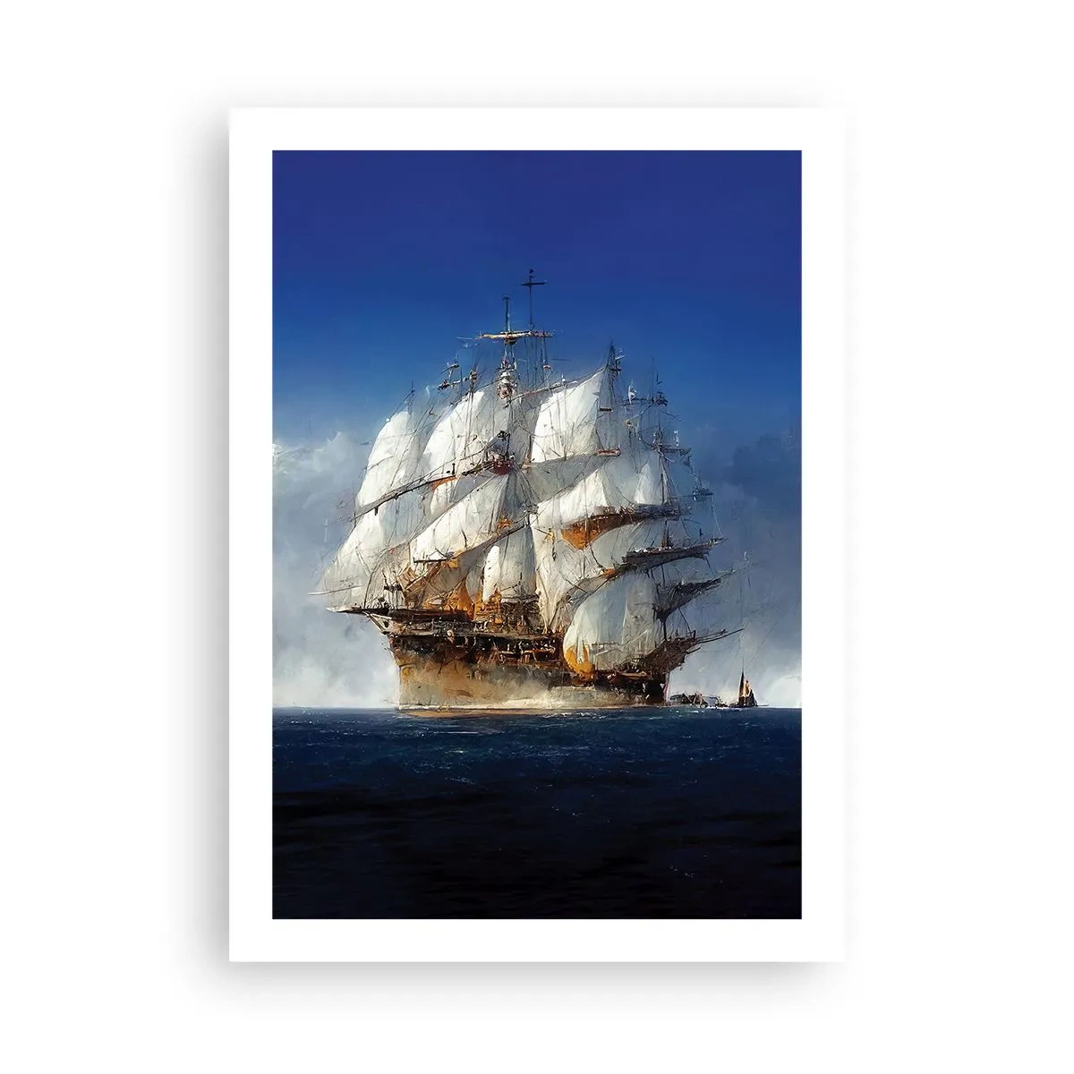 Affiche - Poster - Un voilier en haute mer toutes voiles dehors sous le soleil - 50x70cm - La grande gloire ! - Décoration murale moderne pour le salon et la chambre ARTTOR
