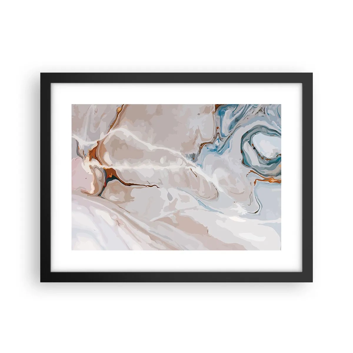 Affiche dans un cadre noir - Poster - Le bleu serpente sous le blanc - 40x30 cm