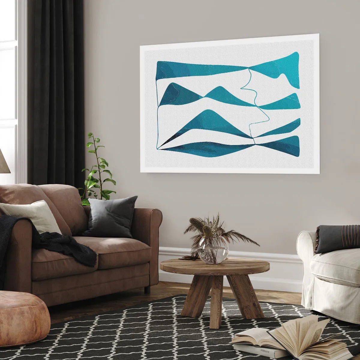 Affiche - Poster - Abstraction : composé turquoise - 91x61 cm