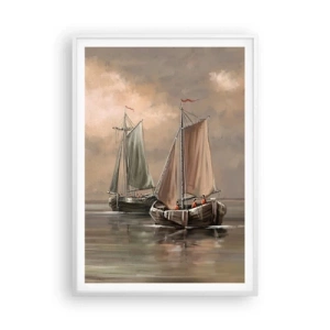 Affiche dans un cadre blanc - Poster - Le retour des marins - 70x100 cm