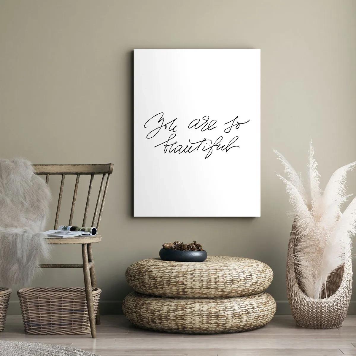 Impression sur toile - Image sur toile - Inscription en noir et blanc « Tu es si belle » - 80x120cm - Vraiment, crois-moi... - Décoration murale moderne pour le salon et la chambre ARTTOR