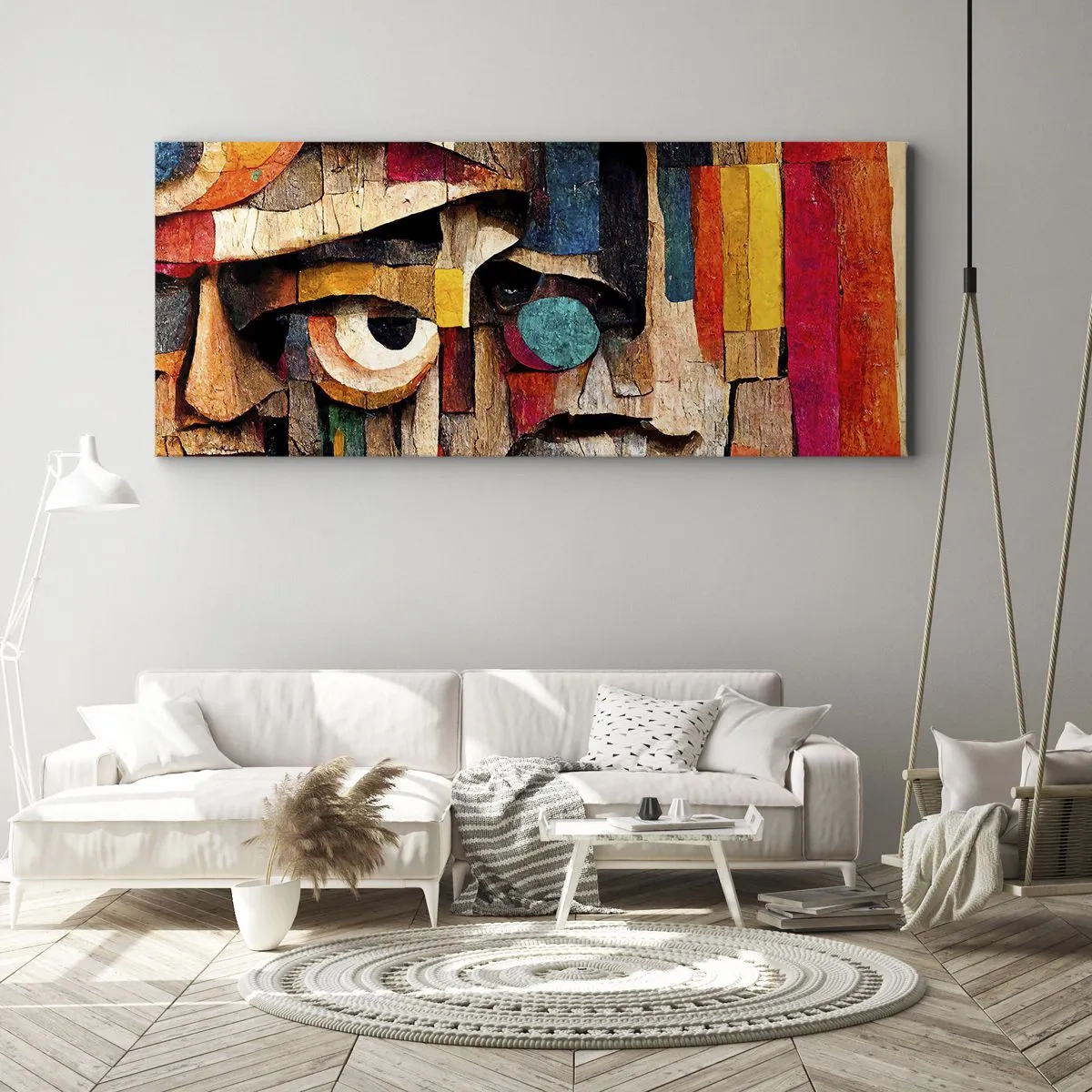 Impression sur toile - Image sur toile - Visages abstraits aux couleurs intenses - 140x50cm - Je te vois… - Décoration murale moderne pour le salon et la chambre ARTTOR