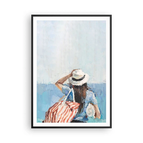 Affiche dans un cadre noir - Poster - Bienvenue à vos vacances - 70x100 cm