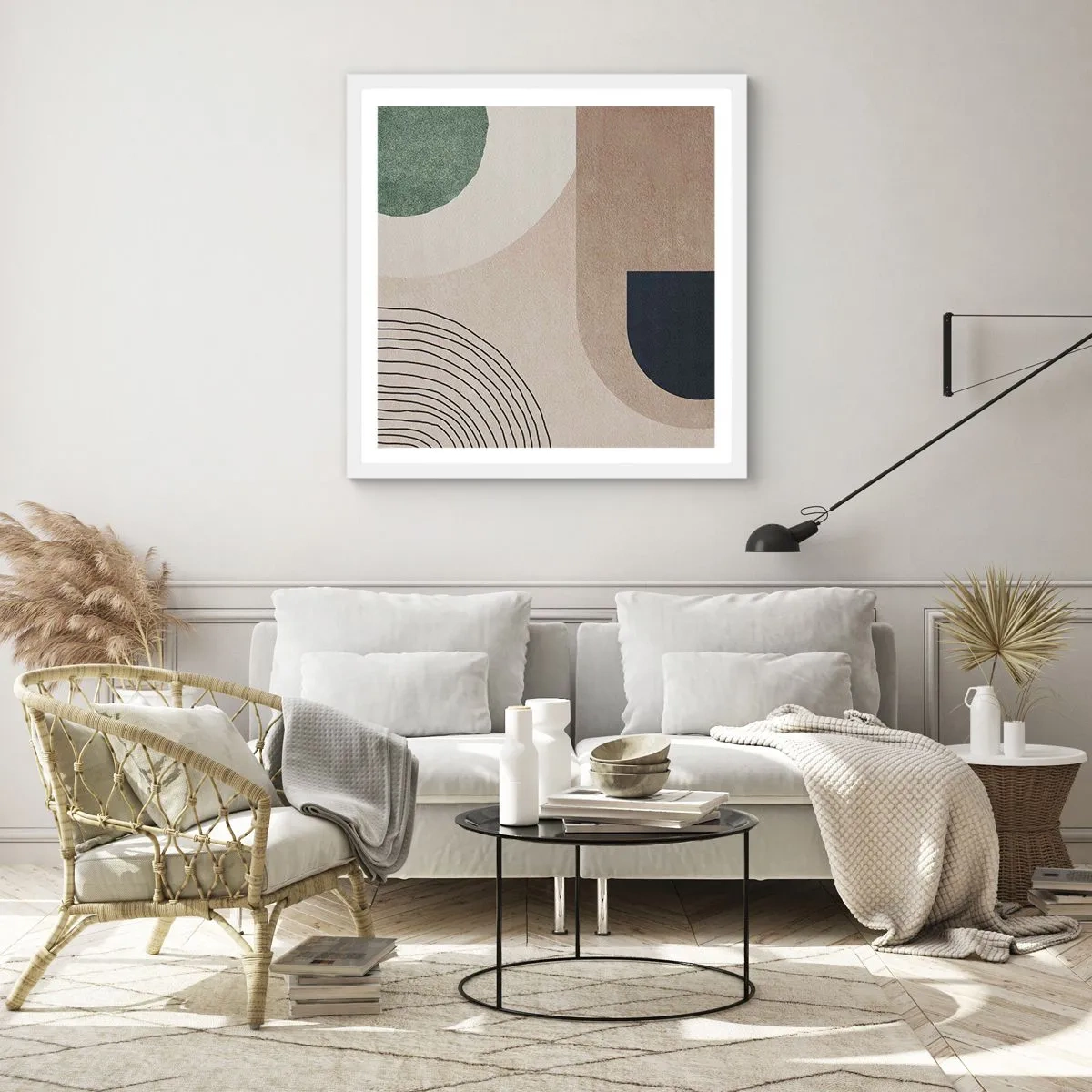 Affiche dans un cadre blanc - Poster - La douceur de l'ovale - 60x60 cm