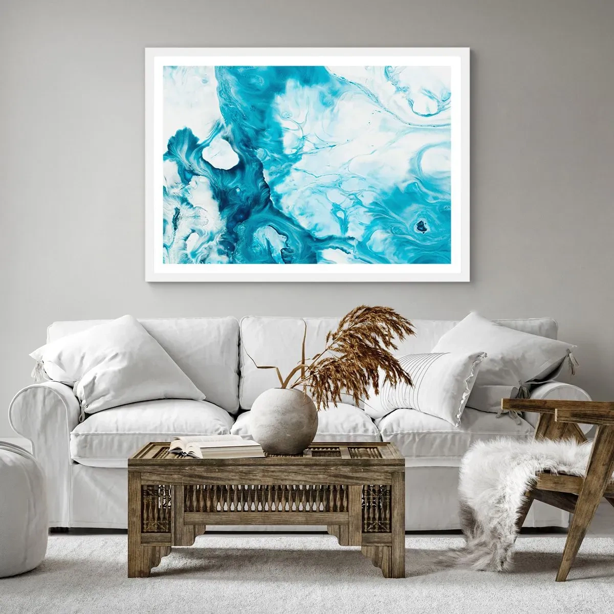 Affiche dans un cadre blanc - Poster - Concert de bleu - 40x30 cm