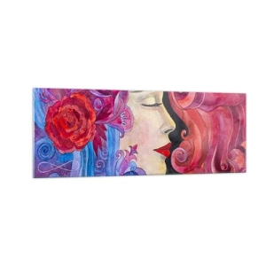 Impression sur verre - Image sur verre - Profil coloré d'une femme dans un style artistique - 140x50cm - L'Art Nouveau est toujours vivant - Décoration murale moderne pour le salon et la chambre ARTTOR