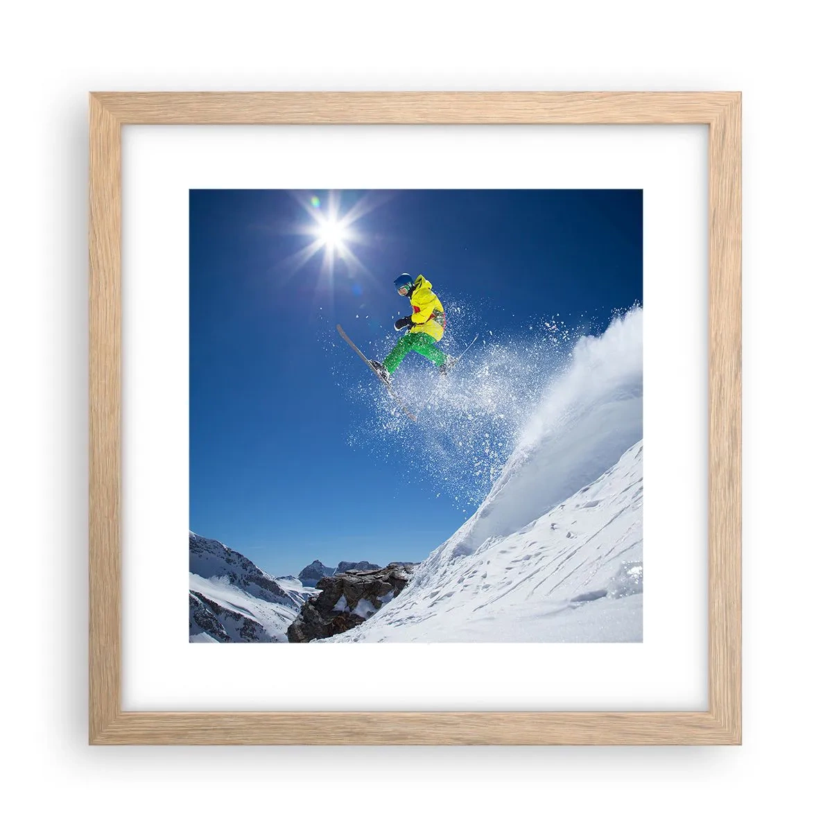 Affiche dans un chêne clair - Poster - Danse avec les montagnes - 30x30 cm