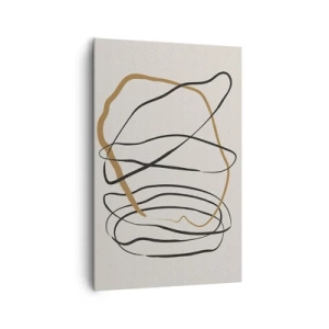 Impression sur toile - Image sur toile - Lignes artistiques en noir et or sur fond clair - 80x120cm - Composition – danse en boucle - Décoration murale moderne pour le salon et la chambre ARTTOR