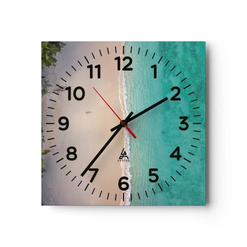 Horloge murale - Pendule murale - Plage paradisiaque - 40x40 cm