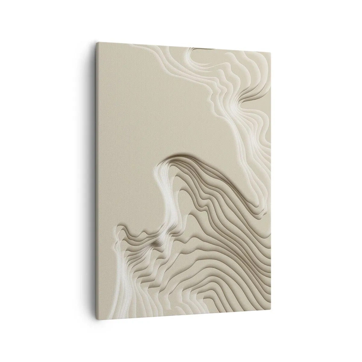 Impression sur toile - Image sur toile - Un motif abstrait dans des tons beiges avec un effet linéaire. - 50x70cm - Topographie artistique - Décoration murale moderne pour le salon et la chambre ARTTOR