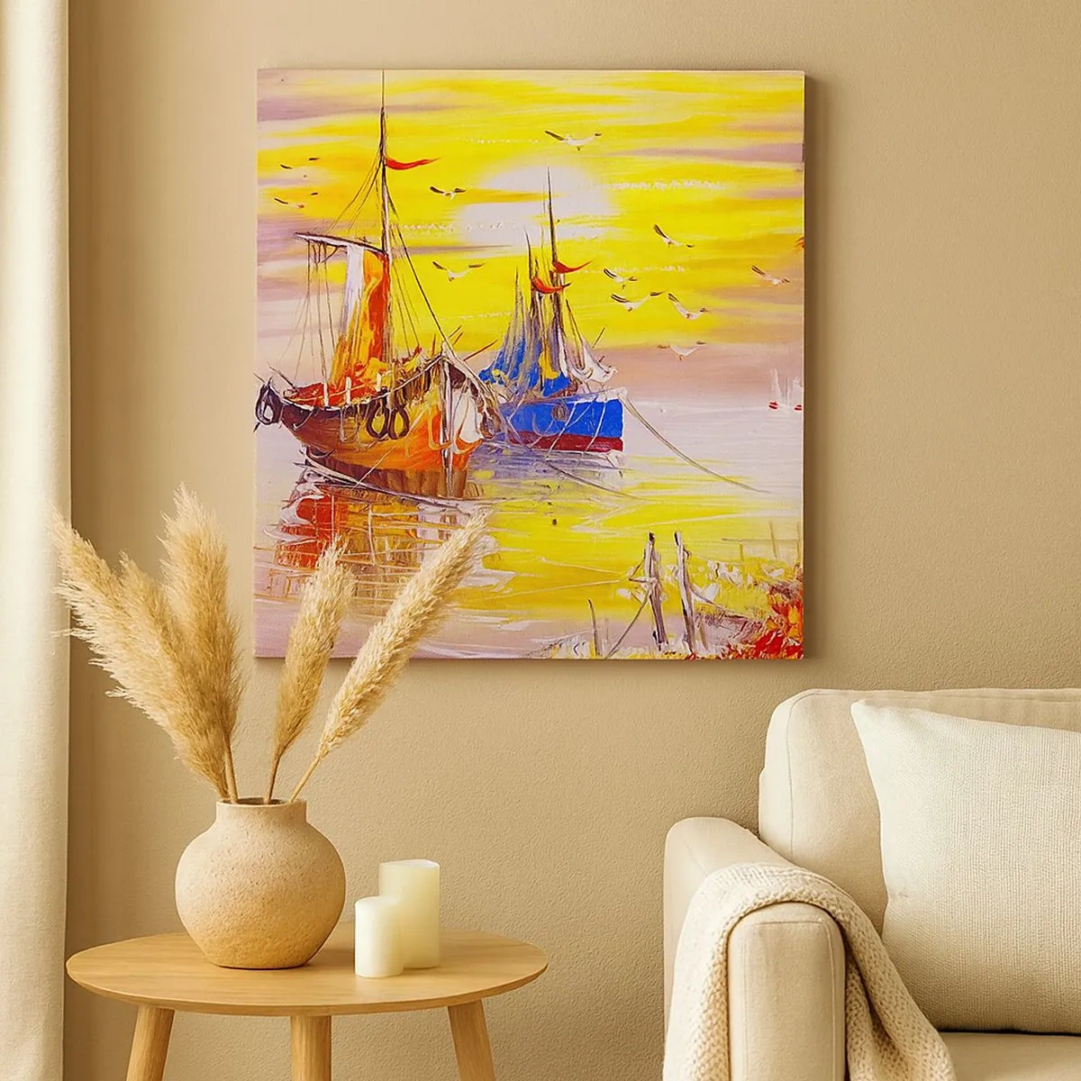 Impression sur toile - Image sur toile - Un repos bien mérité au port - 30x30 cm