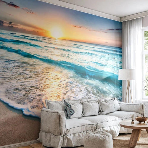 Papier Peint Autocollant Deluxe Sticker - Une vue qui en vaut la peine - Paysage, Plage, Coucher de soleil - 100x70 cm