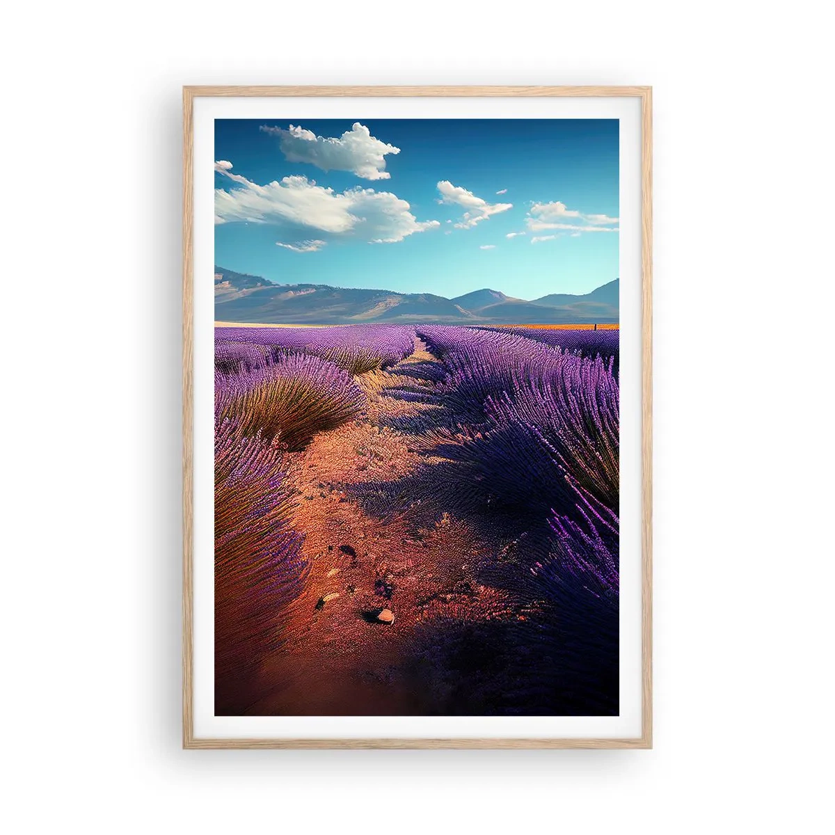 Affiche dans un chêne clair - Poster - Champs parfumés - 70x100 cm