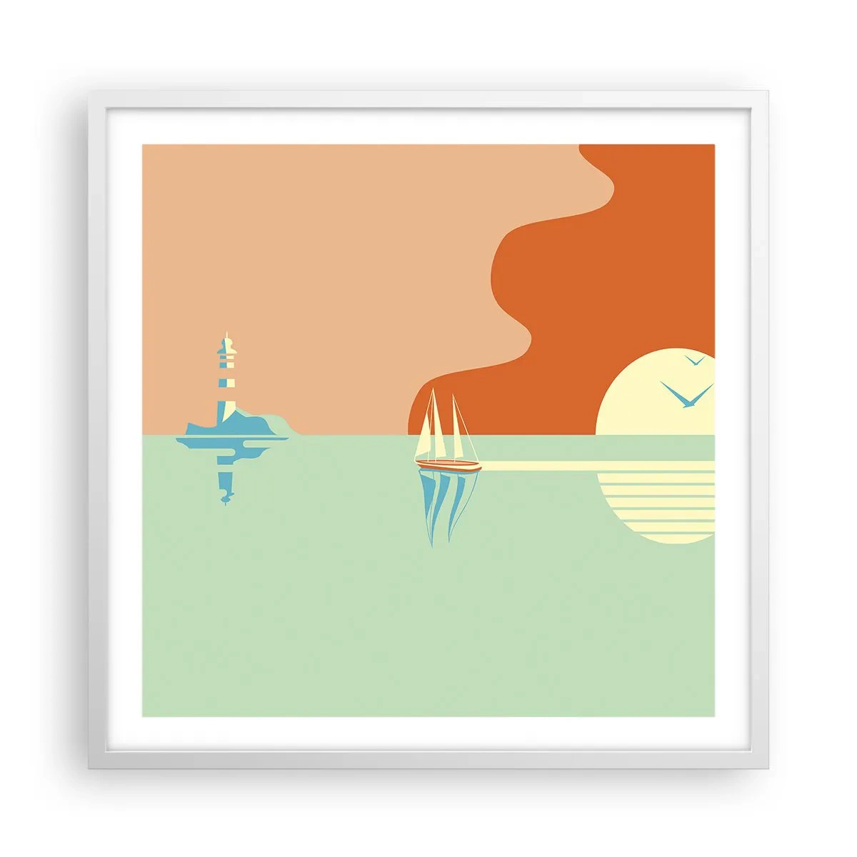 Affiche dans un cadre blanc - Poster - Paysage idéal de la mer - 60x60 cm