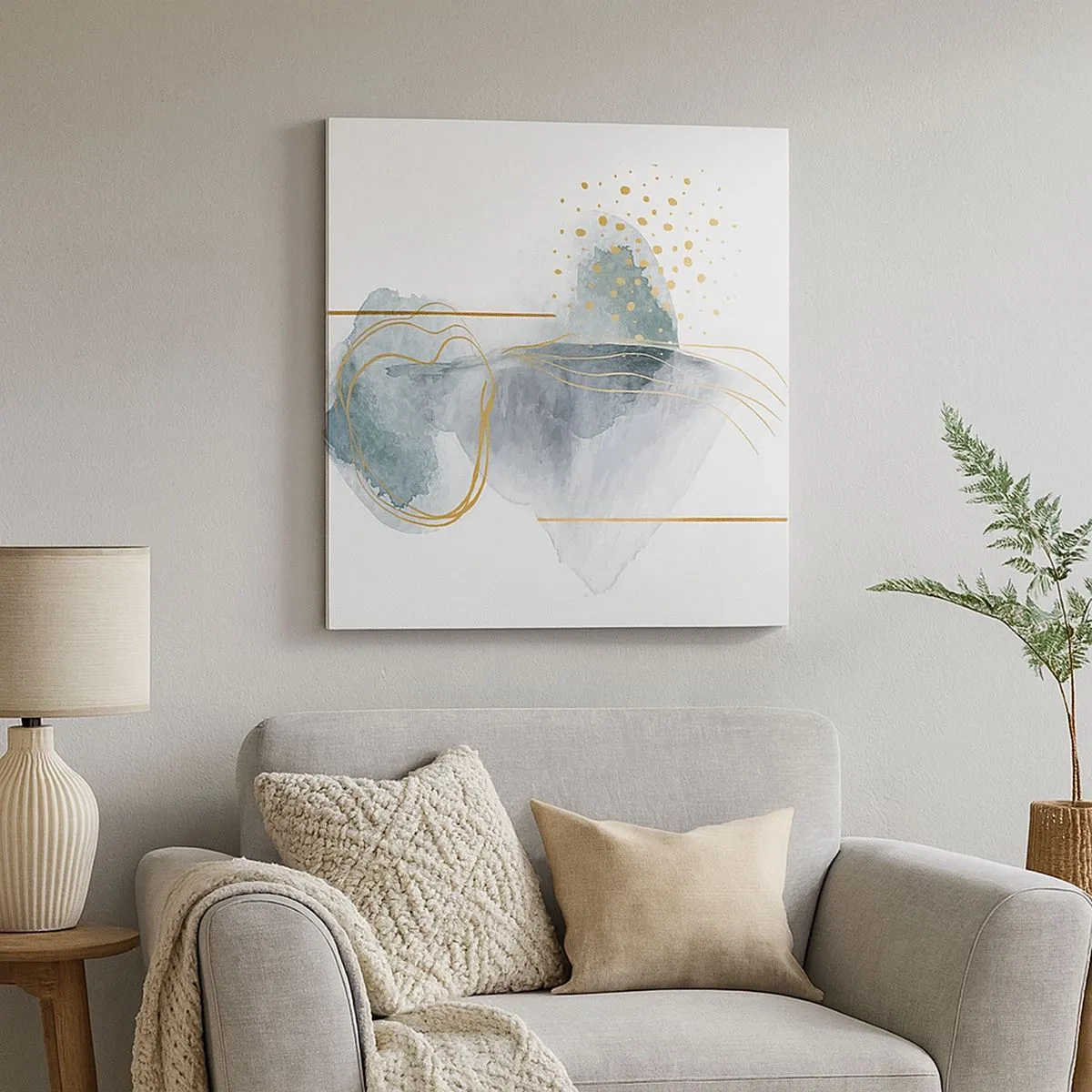 Impression sur toile - Image sur toile - À propos de la relation entre le gris et l'or - 30x30 cm