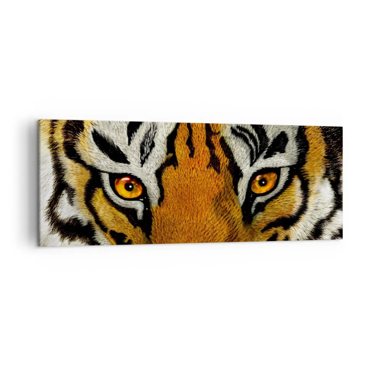 Impression sur toile - Image sur toile - Portrait en gros plan d'un tigre au regard intense - 140x50cm - Terrible et beau - Décoration murale moderne pour le salon et la chambre ARTTOR