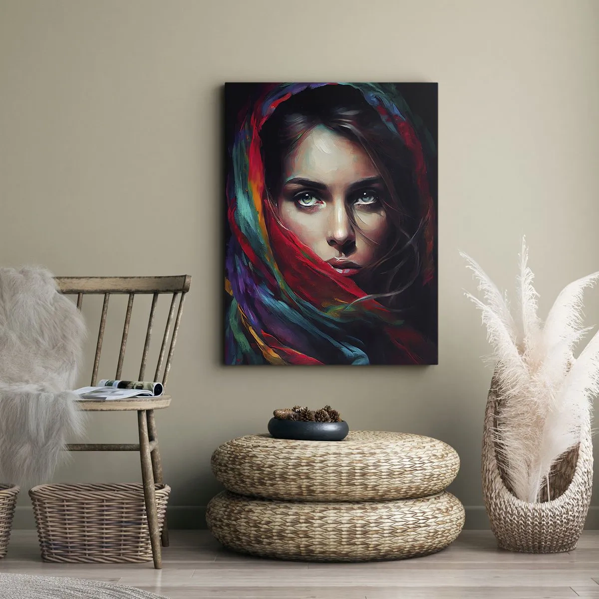 Impression sur toile - Image sur toile - Mystère aux yeux verts - 55x100 cm