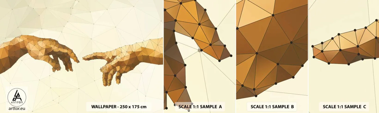 Échantillon de Papier Peint Autocollant Deluxe Sticker - Géométrie divine - Art moderne, Mains, Morceau - 100x30 cm