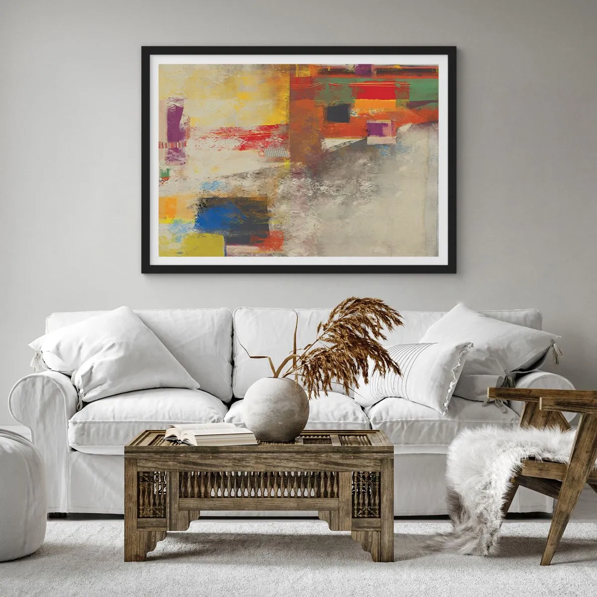 Affiche dans un cadre noir - Poster - Géométrie des couleurs - 50x40 cm