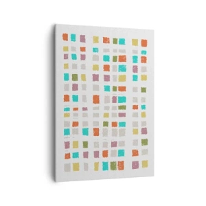 Impression sur toile - Image sur toile - Carrés colorés dans un arrangement minimaliste sur fond blanc - 50x70cm - Jeu inconnu - Décoration murale moderne pour le salon et la chambre ARTTOR