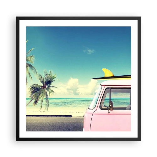 Affiche dans un cadre noir - Poster - Il est temps de commencer les vacances - 60x60 cm