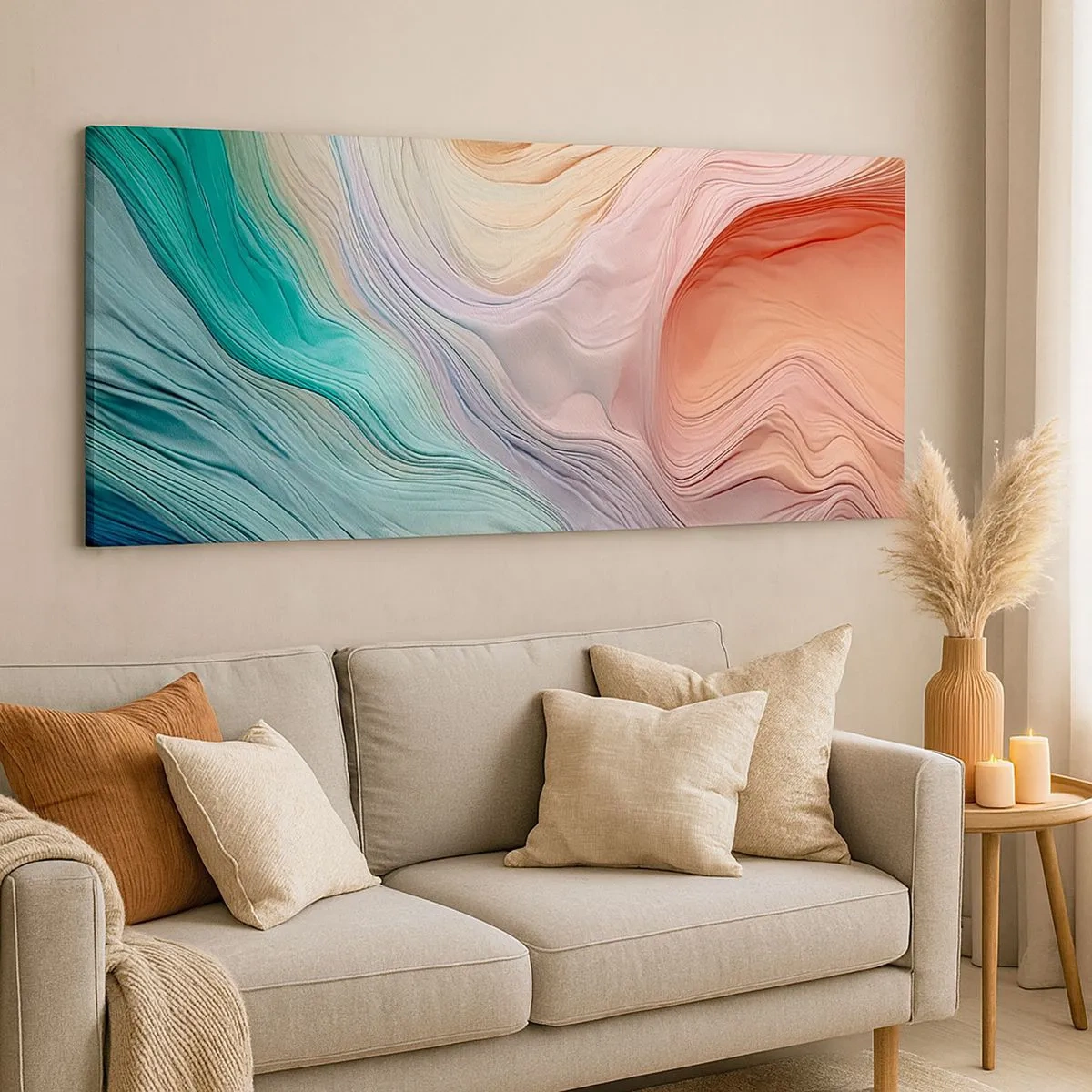Impression sur toile - Image sur toile - Vague arc-en-ciel - 100x40 cm