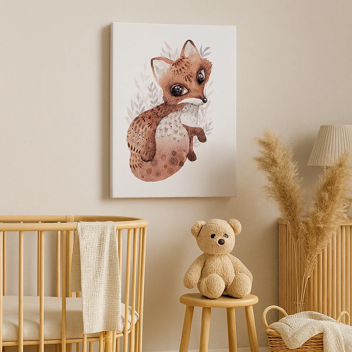 Impression sur toile - Image sur toile - Un joli renard aquarelle sur fond clair - 50x70cm - Seulement à aimer - Décoration murale moderne pour le salon et la chambre ARTTOR