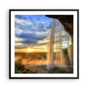 Affiche dans un cadre noir - Poster - Le monde derrière un voile de gouttes - 60x60 cm