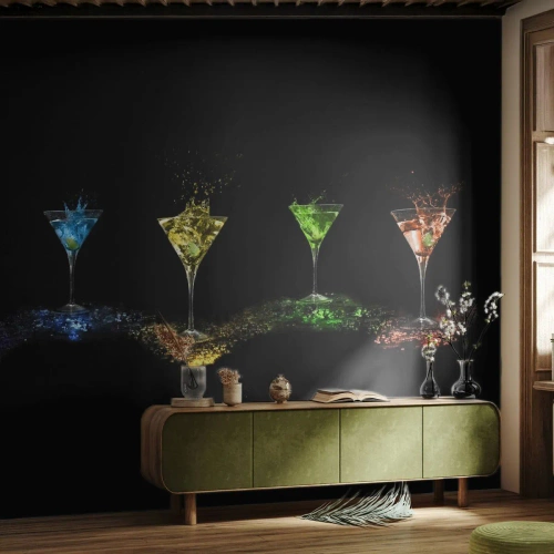 Papier Peint Autocollant Deluxe Sticker - Couleurs de joie en verre de cristal - La gastronomie, Cocktail, Boisson colorée - 500x350 cm