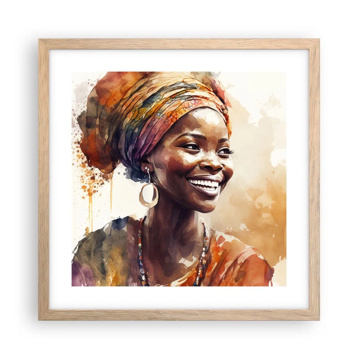 Affiche dans un chêne clair - Poster - reine africaine - 40x40 cm