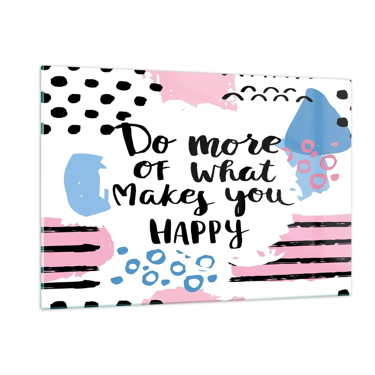 Impression sur verre - Image sur verre - Une inscription inspirante sur un fond aux couleurs pastel - 120x80cm - Comment être heureux - Décoration murale moderne pour le salon et la chambre ARTTOR