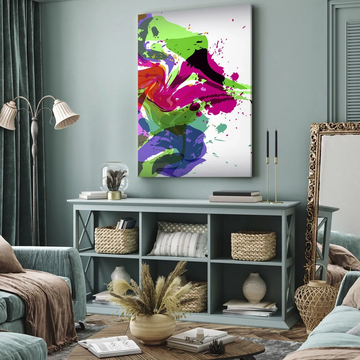Impression sur toile - Image sur toile - Une histoire aux couleurs de l'arc-en-ciel - 45x80 cm