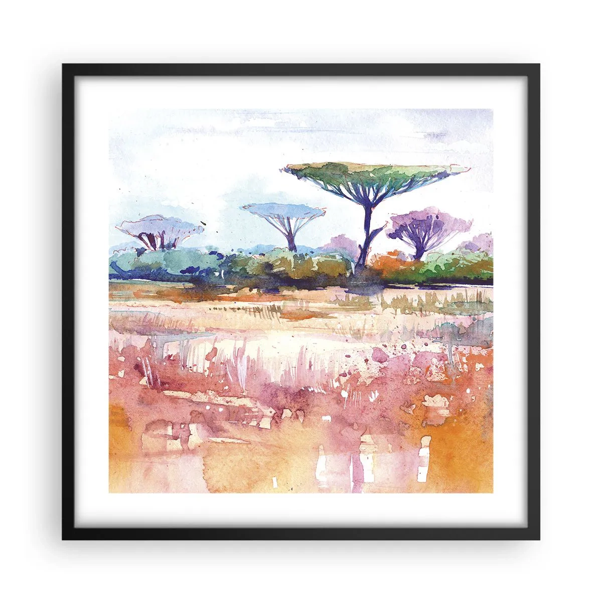 Affiche dans un cadre noir - Poster - Couleurs de savane - 50x50 cm