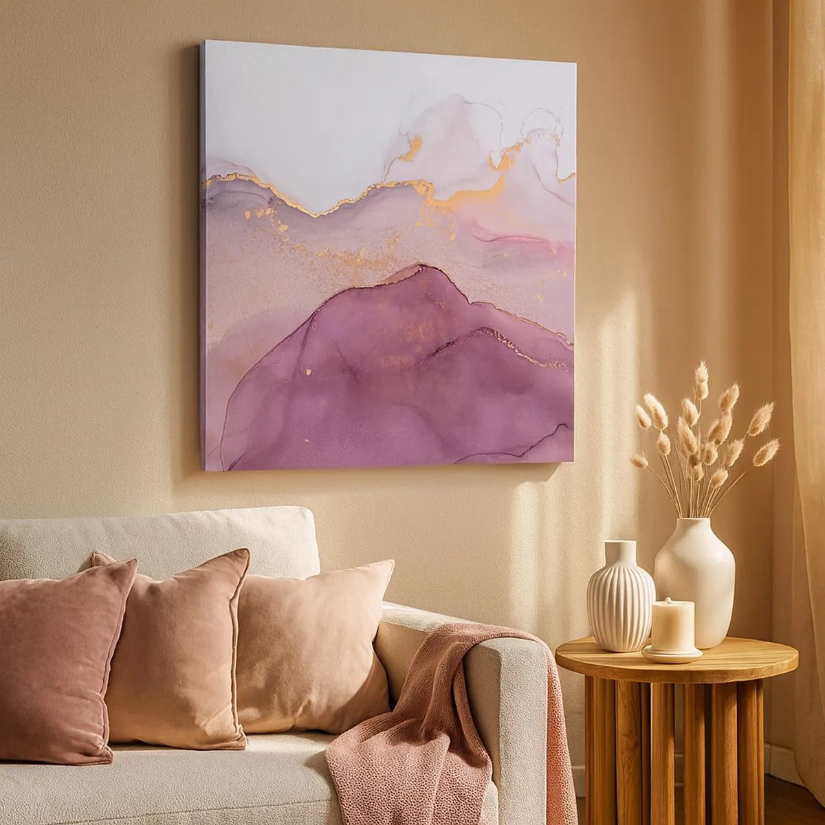 Impression sur toile - Image sur toile - Vagues lilas et violettes - 30x30 cm