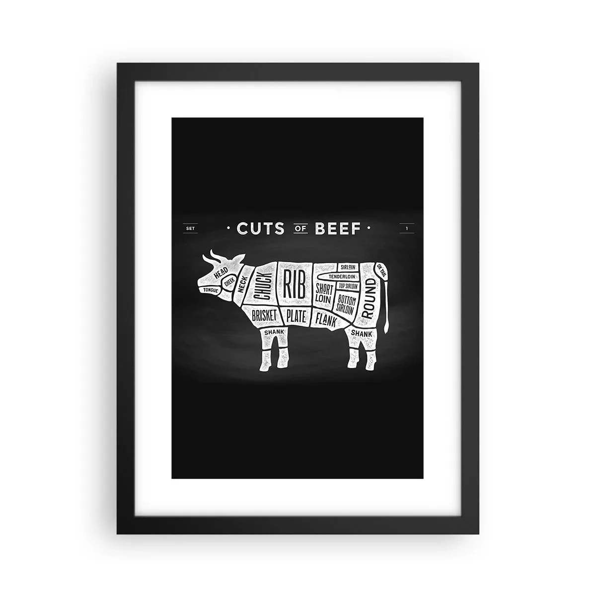 Affiche dans un cadre noir - Poster - L'art de la découpe - 30x40 cm